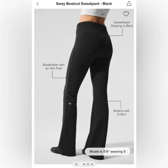 ALO Yoga Sway Bootcut Sweatpant - Black - Picture 2 of 9
